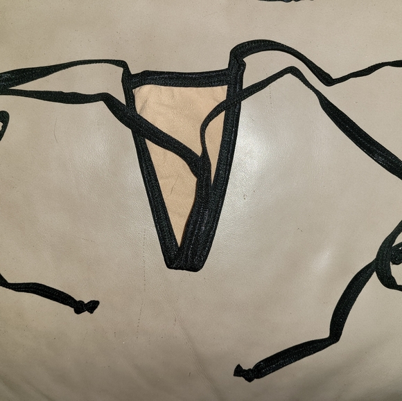 Polka Dot Tri-Top Y-String Thong Bottom Bikini - Picture 6 of 6